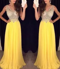 Sexy A-linelanges Abschlussball-kleid 2017 V-ausschnitt Sleeveless Backless Sweep Zug Chiffon Kristall Partei Formale Kleider PD125