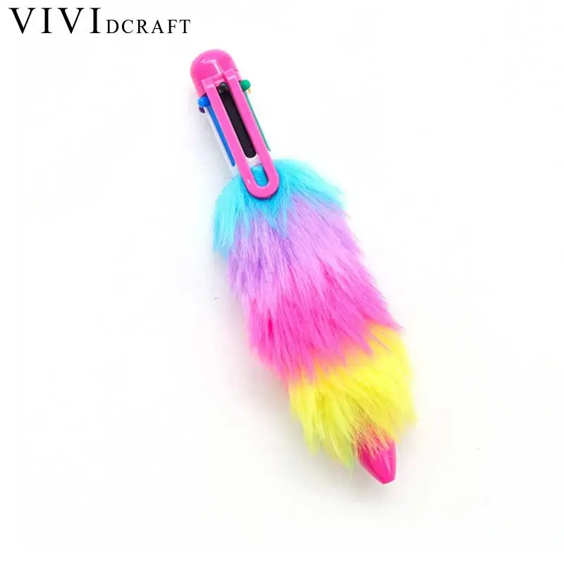 

Vividcraft Kawaii Creative Plastic Colorful Fur Ballpoint Ink Pens Ballpoint Pen School Papelaria Pens For Writing Criativa Pens