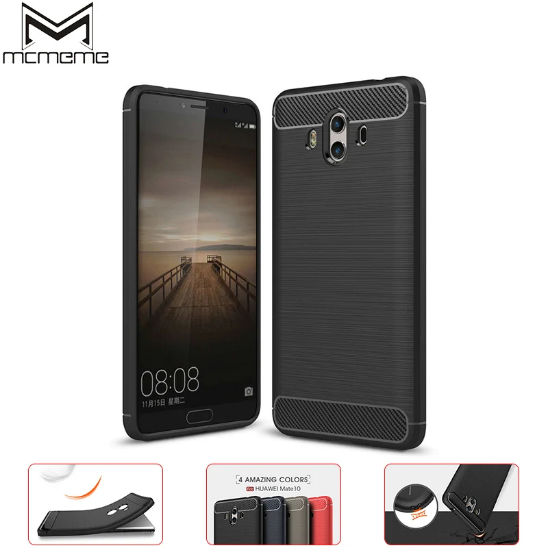 

MCMEME For Huawei Mate 10 Case Luxury Carbon Fiber Soft Silicon TPU Brushed Anti-knock Back Cover For Huawei Mate 10 Mate10 Case