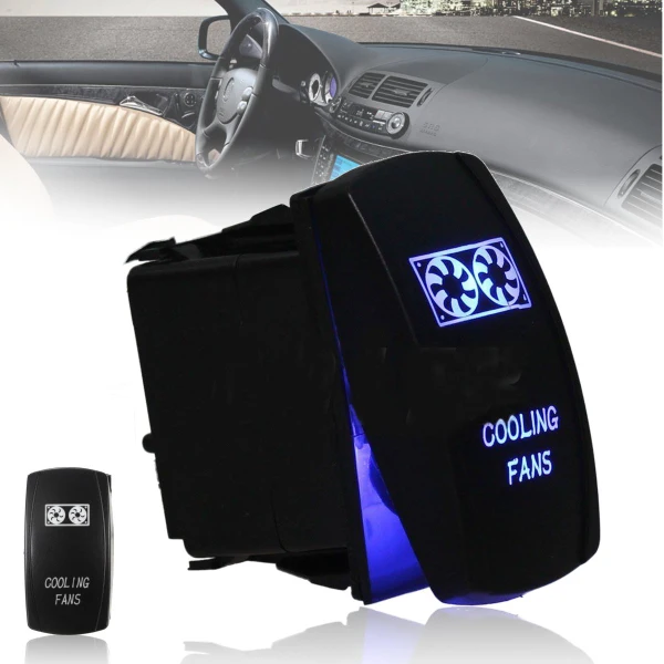 12 24V Mini Universal Electric 5Pin Rocker Switch LED Cooling Fan Car