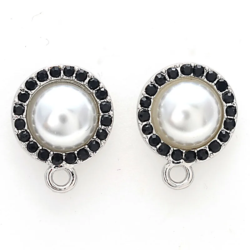 

20 Pcs/lot Pearl Stud Earrings Crystal Round Metal Base Earrings Connector For DIY Earrings Making Finding Accessories