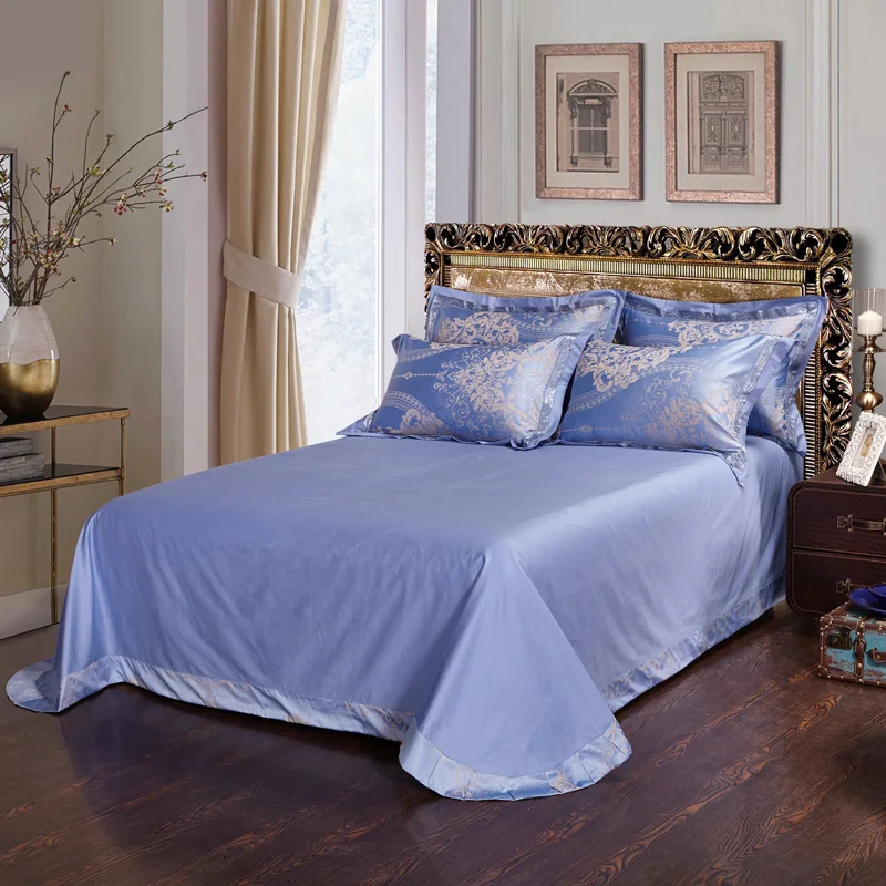 Waliicorners Silk Cotton Jacquard Golden Classic Bedding set Silky Smooth Duvet Cover Bed Sheet Pillowcases 69 2224082 - (3)
