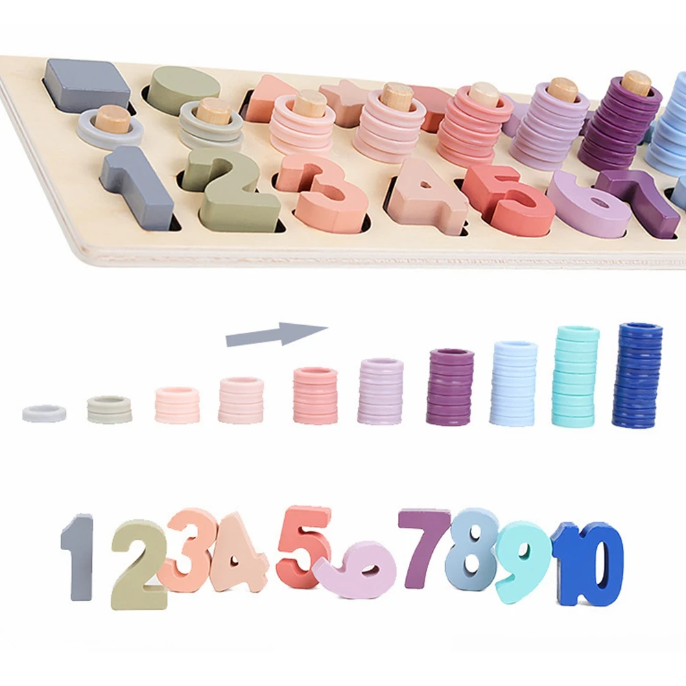  Preschool Wooden Montessori Toys Count Geometric Shape Cognition Match Baby Early Education Teachin - 32999800962