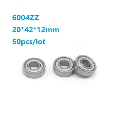 

50pcs/lot 20x42x12mm 6004ZZ 6004Z 6004 Z ZZ 20*42*12mm Double metal cover Deep Groove Ball bearing shaft