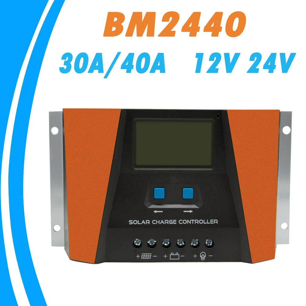 PWM солнечный контроллер заряда 30A 40A 12В 24В батарея LCD USB регулятор с теплоотводом