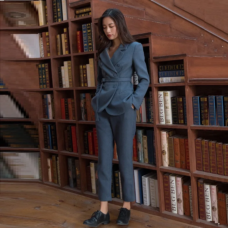 

Spring Autumn Business Suits,Women Civility Formal Pant Suits,2018 New,Office Lady Suit Set,Elegant Korean Version Uniforms,F6