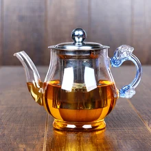 Термостойкий стеклянный чайник 400 куб. См с ручкой дракона Китайский чайник кунг-фу с фильтром из нержавеющей стали