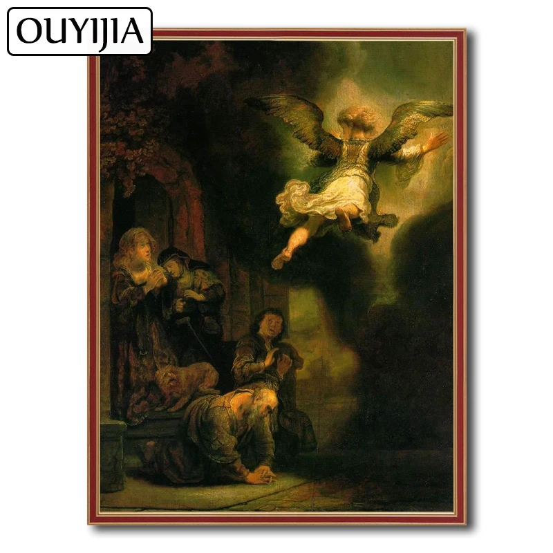 OUYIJIA 5D Rembrandt The Archangel Leaves Tobias DIY картина стразы украшение масляная мозаика алмазная