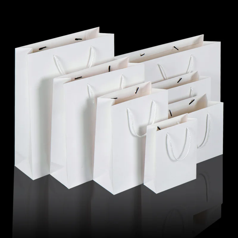 

200pcs/lot White kraft paper bag with handle Wedding Party Favor Paper Gift Bags