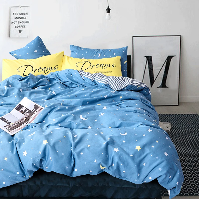blue duvets and bedding