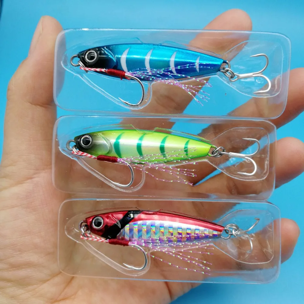 

TSURINOYA 3PCS/LOT NEW Long Casting Metal Bait 7g/14g 42mm/54mm 8colors SLOW sinking fishing lure with two hooks fishing lure