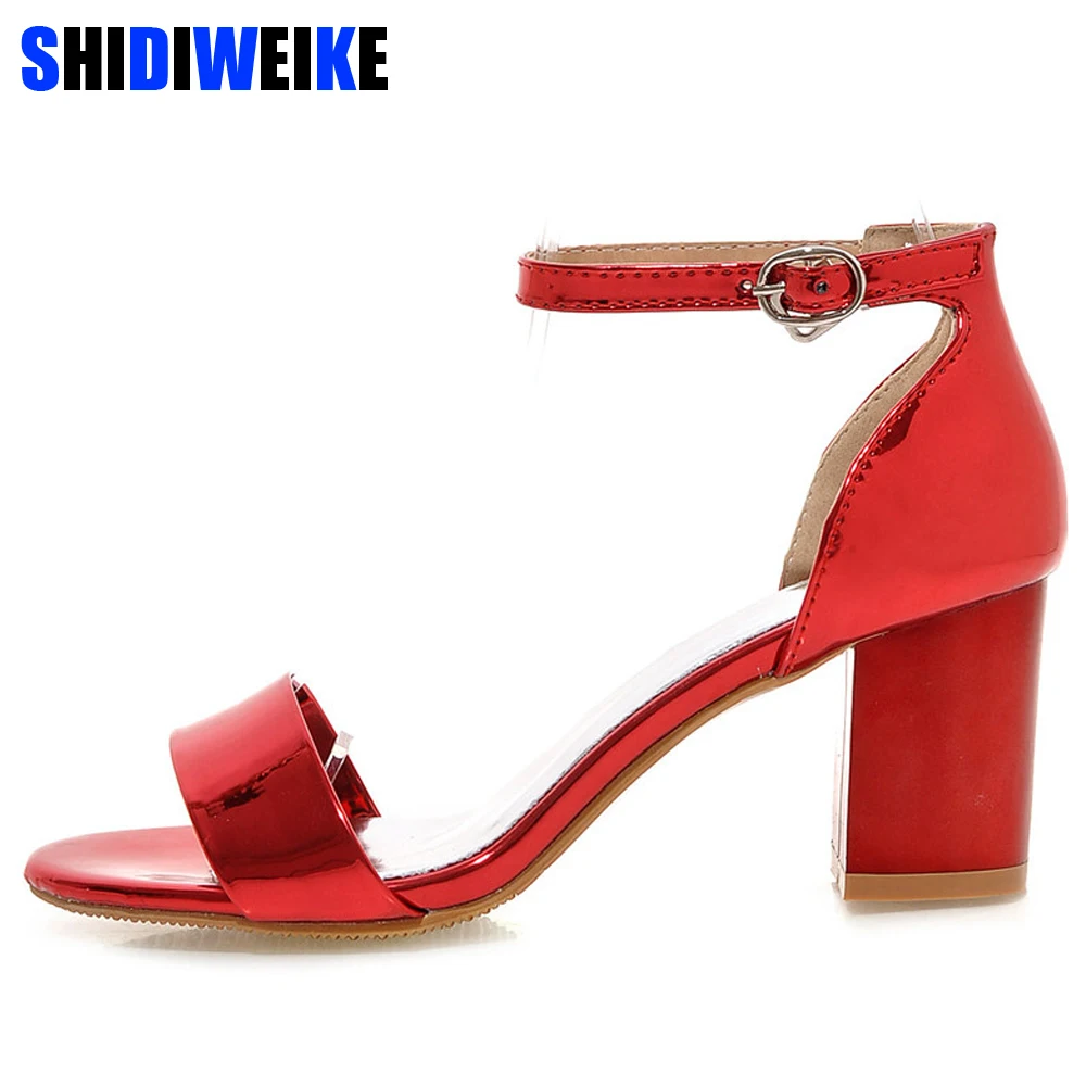 

Ladies High heel Sandals Women summer shoes woman chaussures femme wedding shoes 2019 sandalias mujer Silver Pink Red Ladies Big