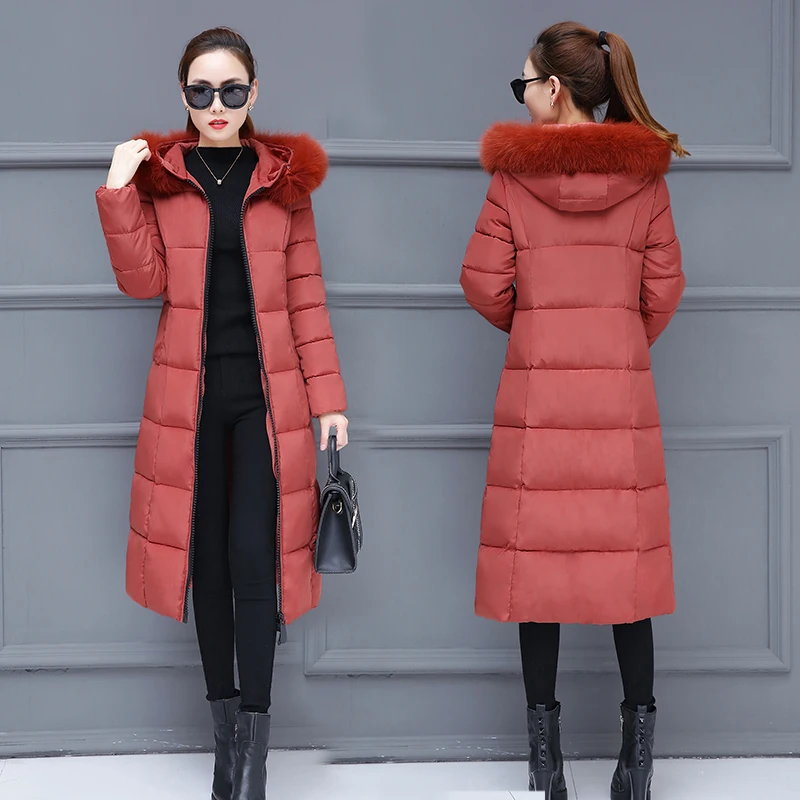 Зимняя куртка новая мода женский пуховик тонкий большой размер куртка с капюшоном Женская Толстая теплая хлопковая верхняя одежда женские длинные парки