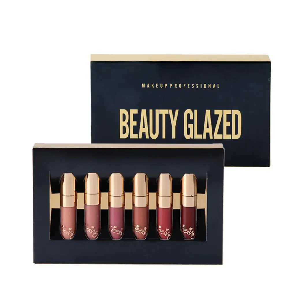 

BEAUTY GLAZED 6pcs/Set Liquid Lipstick Lip Gloss Professional Makeup Matte Lipstick Lip Kit Long Lasting Cosmetics Maquiagem