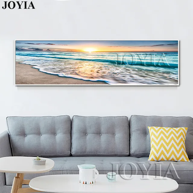 Large Rectangle Seascape Painting Picture Beach Waves Canvas Art Print