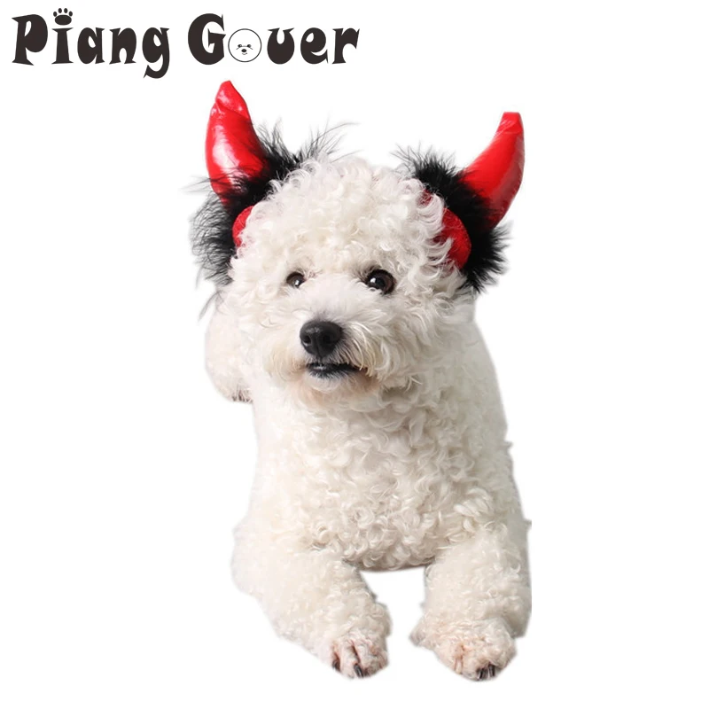 Red Halloween Ox Horn Cat Cap Vampire Little Devil Horn Hat Small Dogs