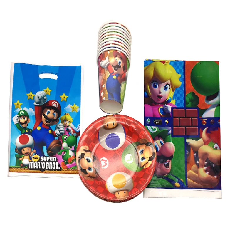 

31PCS Super Mario Theme Plastic Tablecover Happy Baby Shower Kids Favors Birthday Party Plates Paper Cups Decorate Gifts Bags
