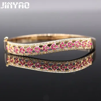 

JINYAO Fashion Jewelry Champagne /White Gold Color Red AAA Cubic Zircinia Bracelet Bangle For Women Valentine's Day gift D09-2