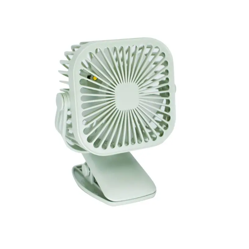 Зеленый USB Charging Fan 360 Degree Rotation Handheld Clip Clamp Cooling Fan Cooler with LED Light 2 Speed Adjustable for Students Kids - Цвет: Зеленый