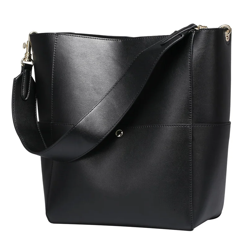 

High Quality Fashion Women Handbag Women Leather Wide Strap Bag Female Shoulder Bucket Bag Big-capacity ladies handbag