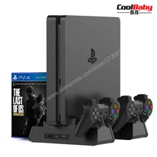 for PS4 Accessories PS4/PS4 Slim/PS4 Pro Vertical Console Cooling Fan for PS4 Controller Charger Game Disk Storage Stand Tower
