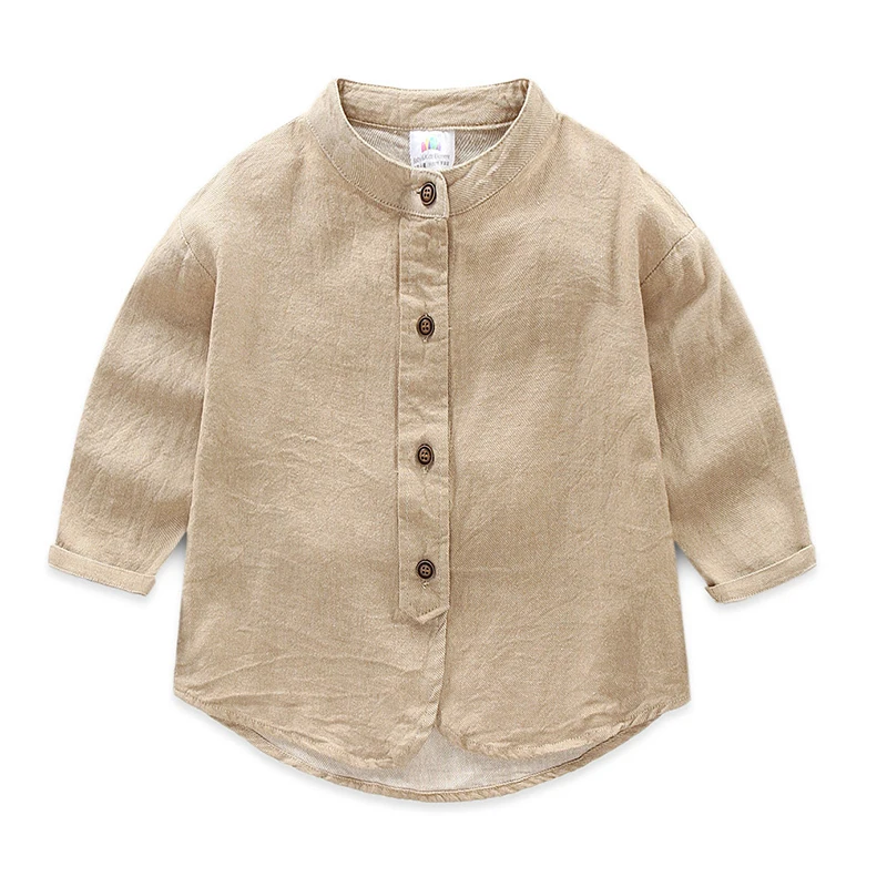 Baby boy long sleeve shirt spring autumn boy solid color stand collar