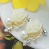 Korean Fashion Jewelry Exaggerated Earrings New Style Korean Women Ol Pink Rose Imitation Pearl Crystal Earrings Wholesale ► Photo 2/2