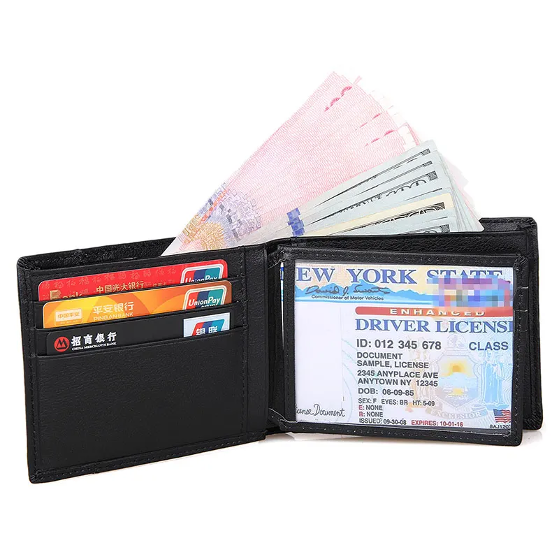 

J.M.D Top Quality 100% Genuine Leather Black Men Wallets Vintage Formal Card Holder Purse For Business Men 8145A
