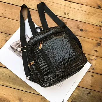 

Women Mini Backpack PU Leather Crocodile Pattern Zipper Girls School Shoulder Bag Travel Lady Casual Backpacks
