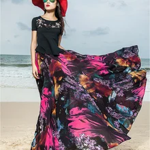 Изготовленные на заказ летние стильные шифоновые юбки женские большие размеры Высокая талия шифон бабочки печати макси юбки