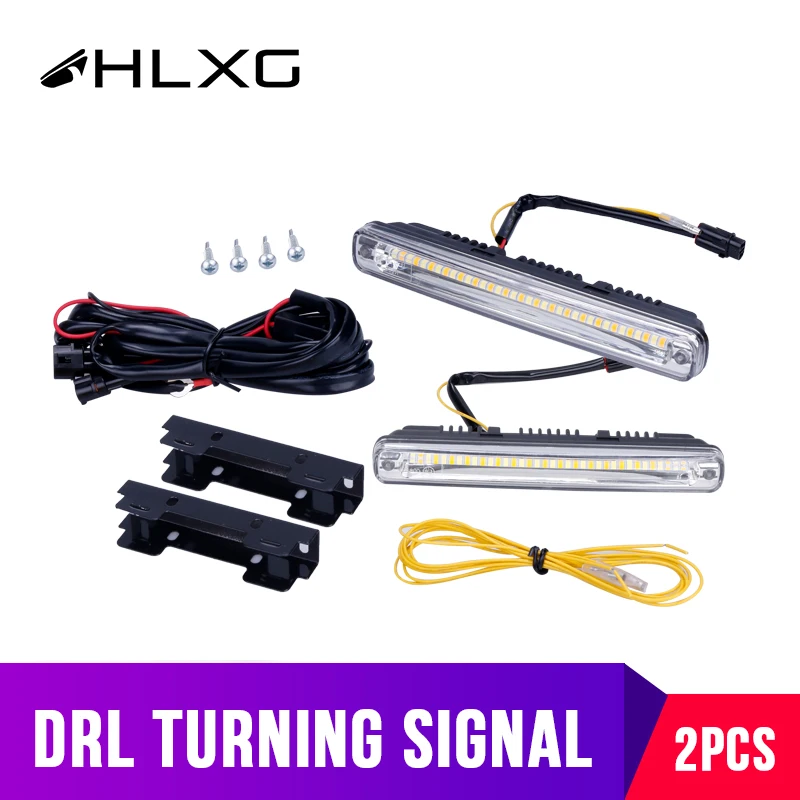 

LED DRL Daytime Running Light Waterproof COB drl White Day Light Yellow Color Turn Signal Fog Light 12v diode lamps for cars 2PC