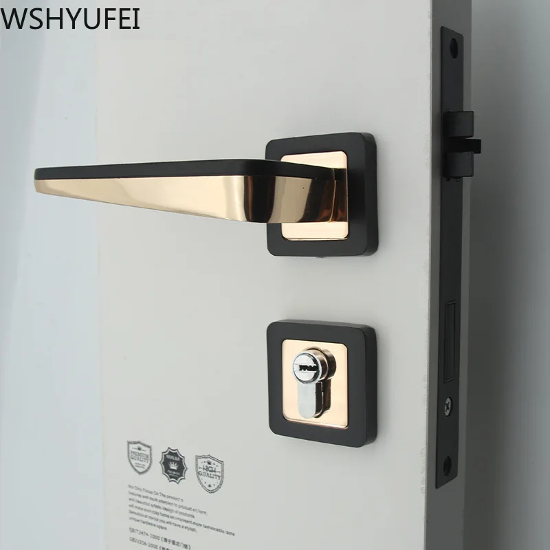  1pcs home security handle locks left and right open gold and silver plus black indoor bedroom silen - 33041662940