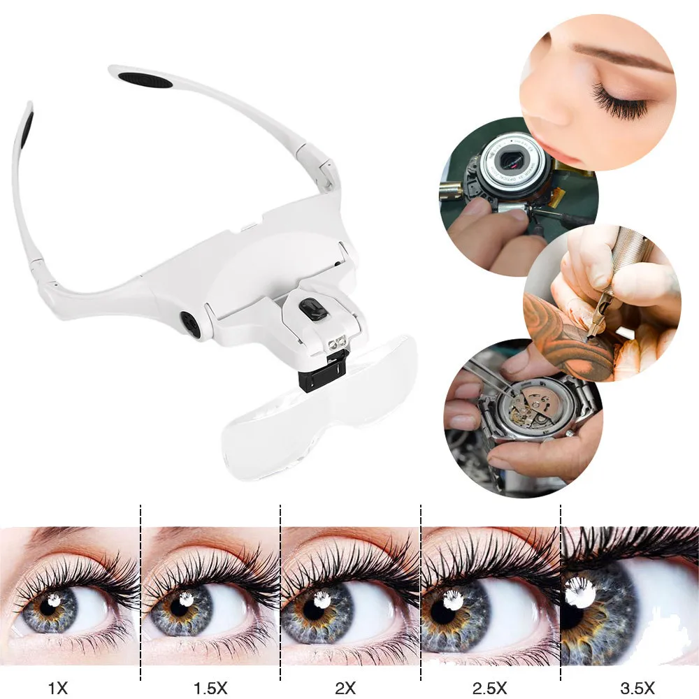 1X 1.5X 2X 2.5X 3.5X Magnifier Eyelash Extension Glasses Makeup Lamp