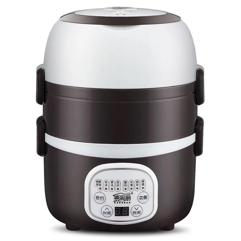 

Insulation Cooking Electric Lunchbox Heating Stainless Steel Liner Three Layers Micro-computer Type Reservation 2L 1-2 People
