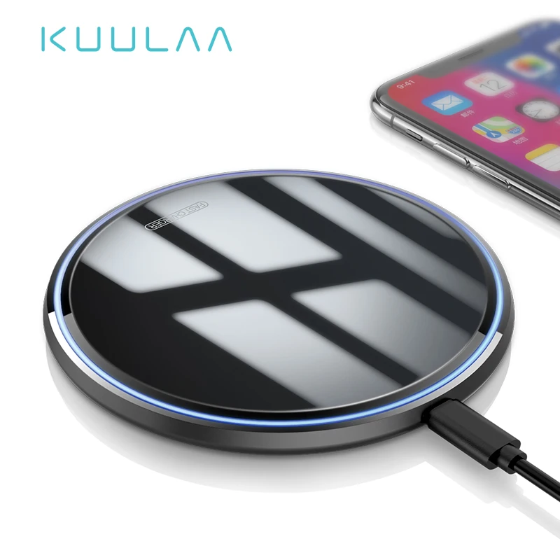 

KUULAA 10W Qi Wireless Charger For iPhone X/XS Max XR 8 Plus Mirror Wireless Charging Pad For Samsung S9 S10+ Note 9 8