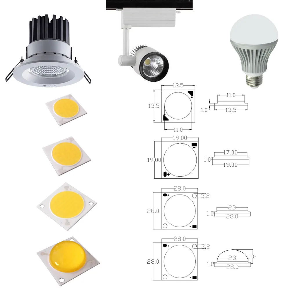 

1pcs Epistar Input DC 9V ~34V 3w 5w 7w 10w 20w 30w 50w White / Warm SMD LED COB Flip Chip For Spotlight Lamp Ceiling Track Light