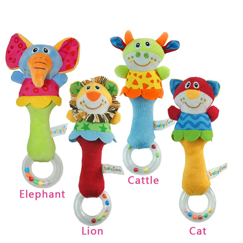 Transparent Doll Teether Rattle Props Baby Hand Puppet Stick Baby Puzzle Cartoon Animal Infant Funny Baby Rattle Stick Toy