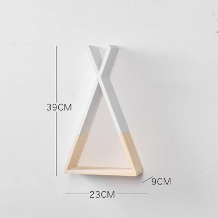 Треугольные полки для хранения в скандинавском стиле, настенная подвесная деревянная декоративная полка для детской комнаты, декоративная книга для спальни - Цвет: Белый