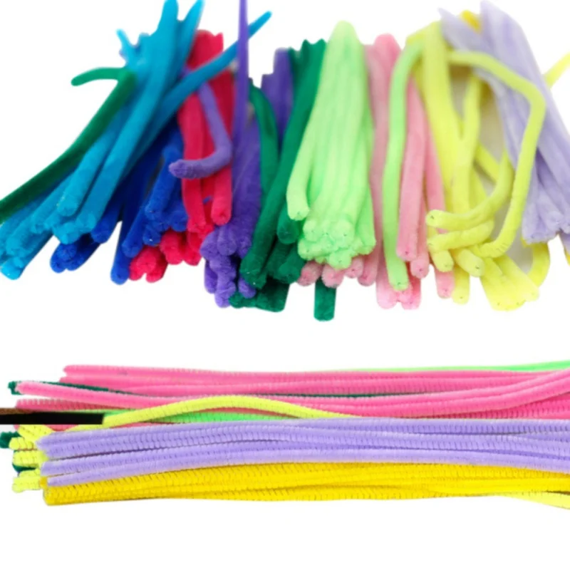 

High Quality Artificial Flowers Mixed Plush Iron Wire Flexible Flocking Sticks Pipe Cleaner Creativity Developing Party Decor