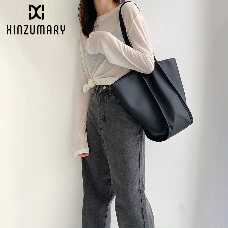

Fashion Bag for women 2019 New Simple Large Capacity Tote Bags Versatile Women Shoulder Bag Portable Solid color Female Handbag