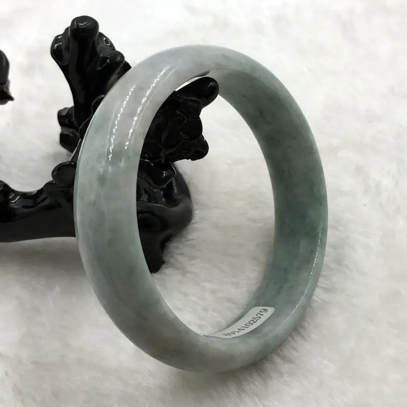 

free shipping 02101 Certified Grade A Natural Lavender Green Jadeite Jade Bracelet Bangle