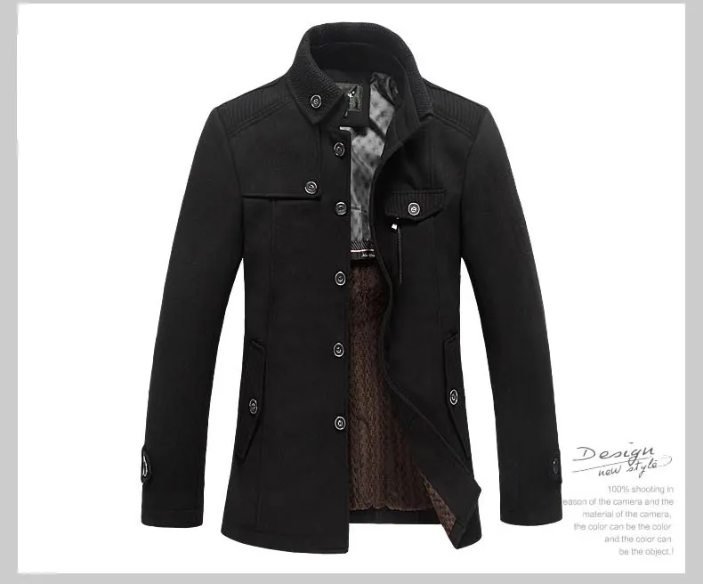 Зимнее мужское шерстяное пальто с воротником-стойкой, деловое повседневное шерстяное пальто, Мужская брендовая куртка, пальто Palto BF1297