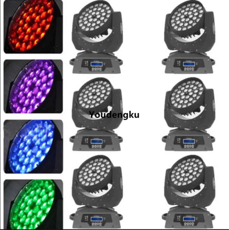 Оптовая продажа 6 шт. клубный светильник вращающаяся головка rgbw led zoom 36x10 Вт 4в1
