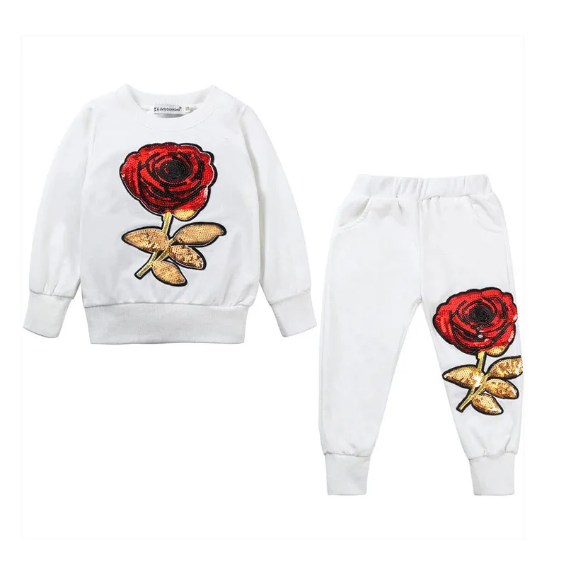 Children's big rose sequined casual wear (4)