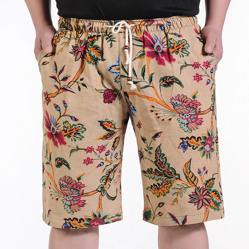 Men's Summer Linen Shorts Men Large Size Casual Shorts New Fashion Male Loose Beach Shorts Floral Casual Shorts Size 8XL Men's Summer Linen Shorts Men Large Size Casual Shorts New Fashion Male Loose Beach Shorts Floral Casual Shorts Size 8XL