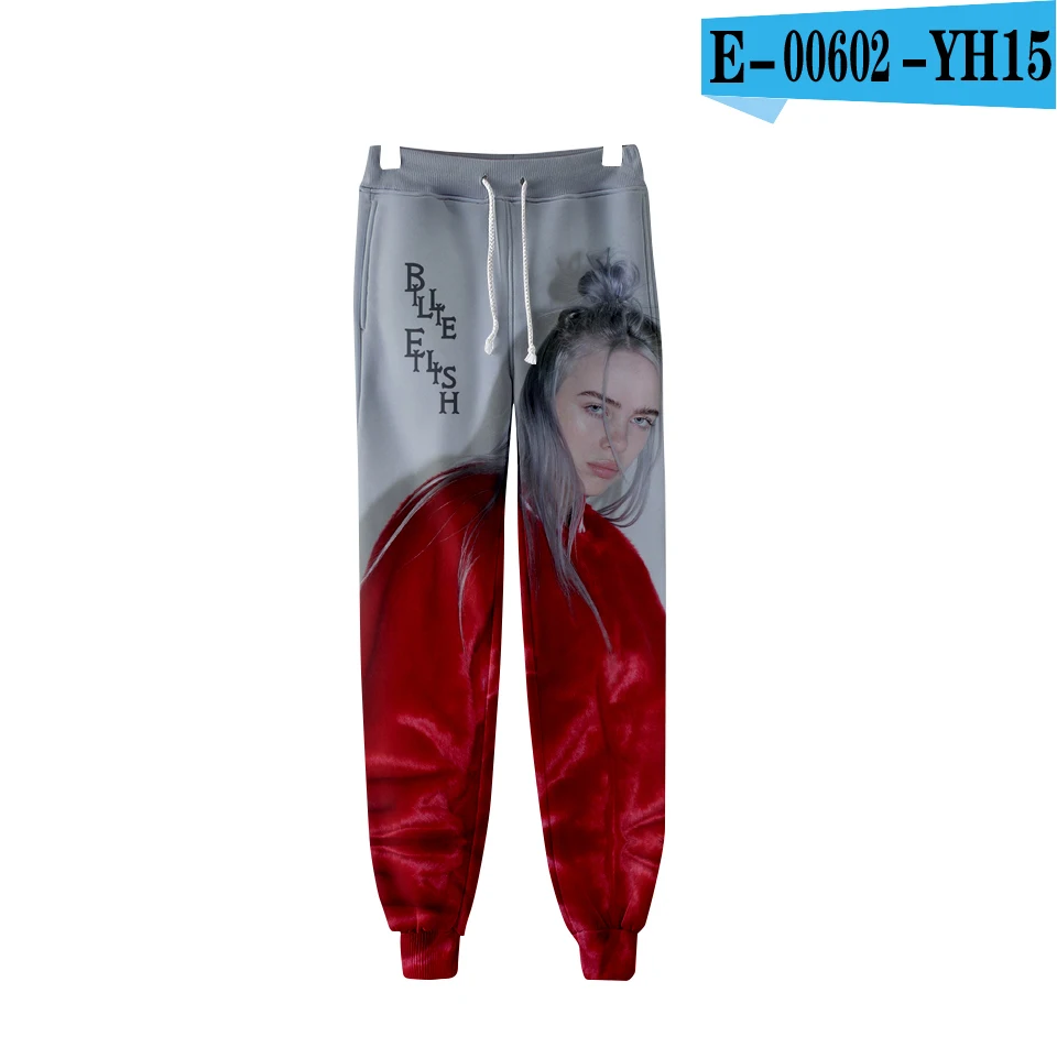 3D Billie Eilish спортивные штаны с принтом модные повседневные штаны для бега теплые/мужские брюки тонкие Kpop мужские и женские брюки размера плюс - Цвет: white