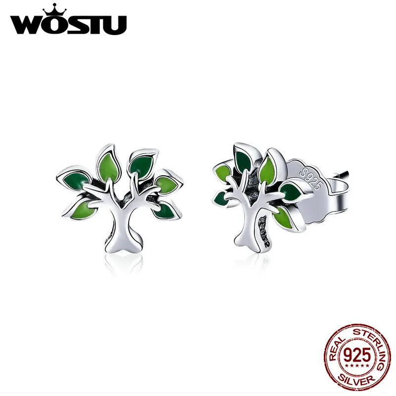 

WOSTU High Quality Real 925 Sterling Silver Tree of Life Trendy Stud Earrings for Women Party Silver Fine Jewelry Gift FIE409