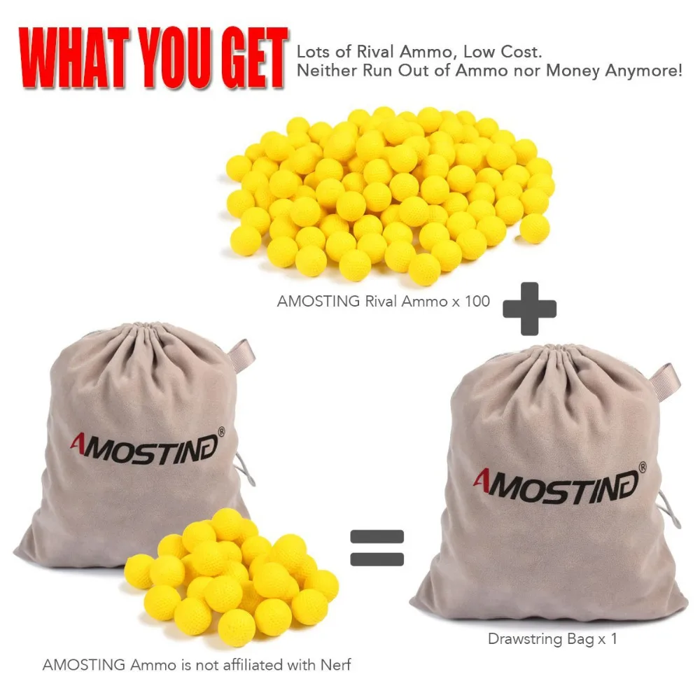 Amosting Rival Bullets Refill Darts Pack 100 Round Ammo Balls For