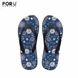 FORUDESIGNS 2018 Вьетнамки для Для женщин летние пляжные женские нескользящие сандалии 3D с цветочным принтом домашние тапочки пользовательские