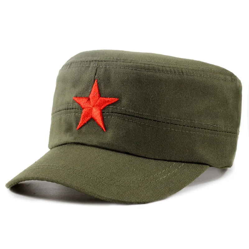 Military Hats Men's Embroidery Star Flat Top Brand Patriot Classic Truck Warrior Army Camouflage caps navy stars marines bone - Цвет: Green